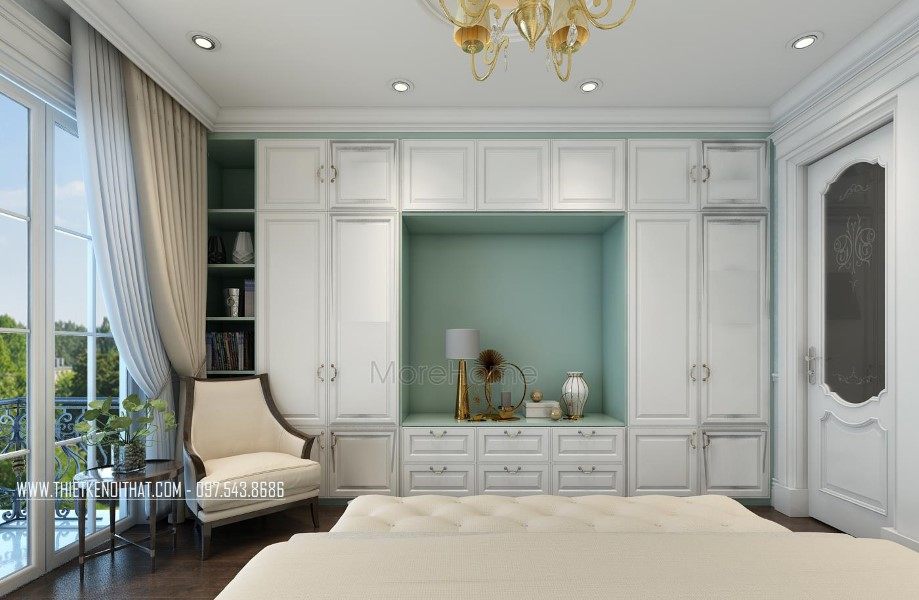 Thiết kế nội thất phòng ngủ nhà liền kề khu đô thị Văn Quán